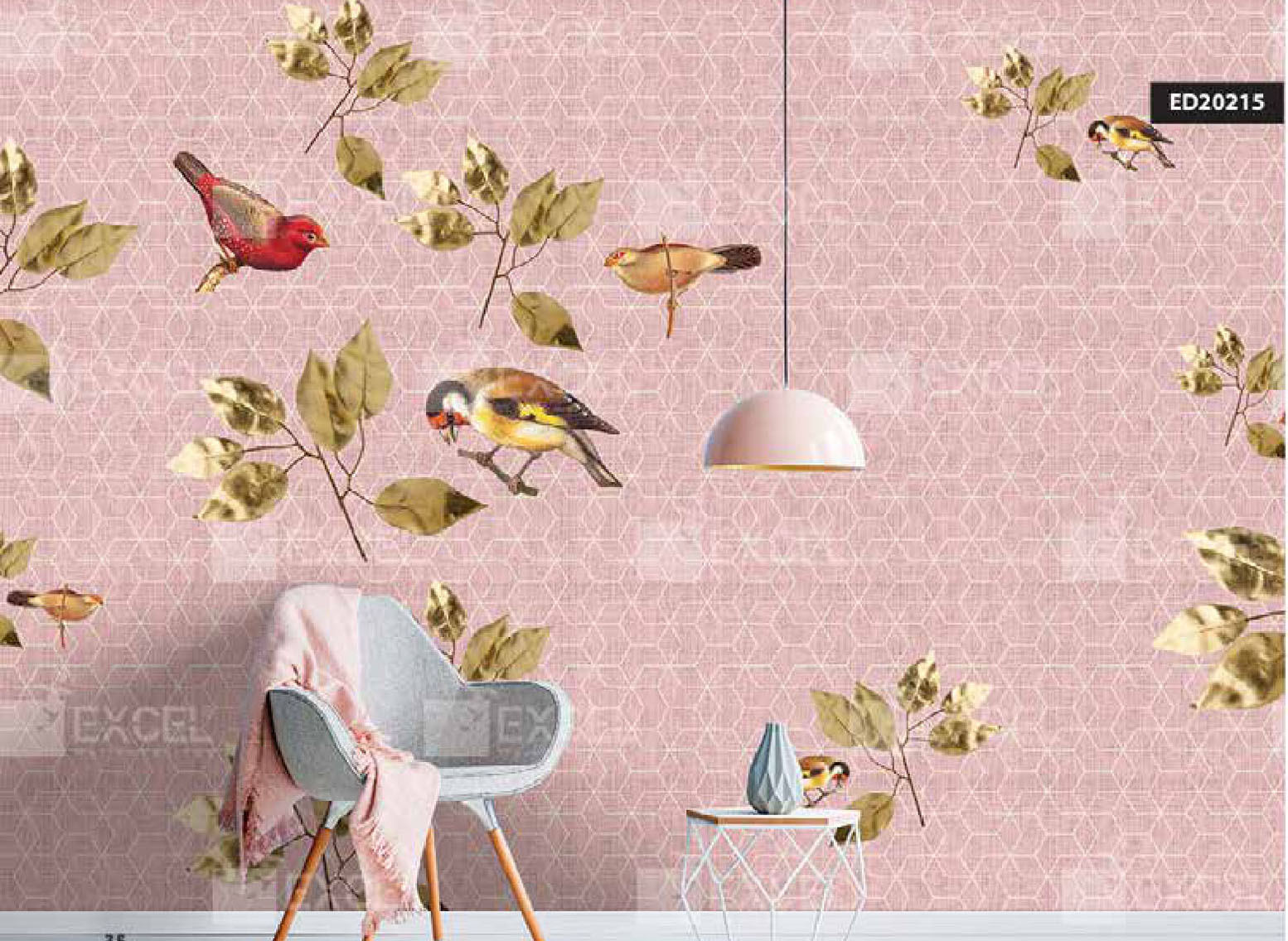 Bird and Floral Wallpaper Art